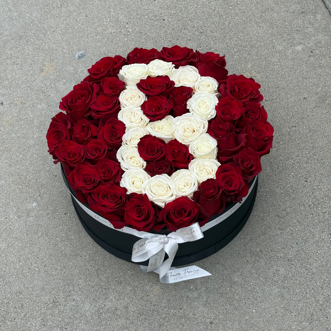 623. Red Roses Box with Letter Design