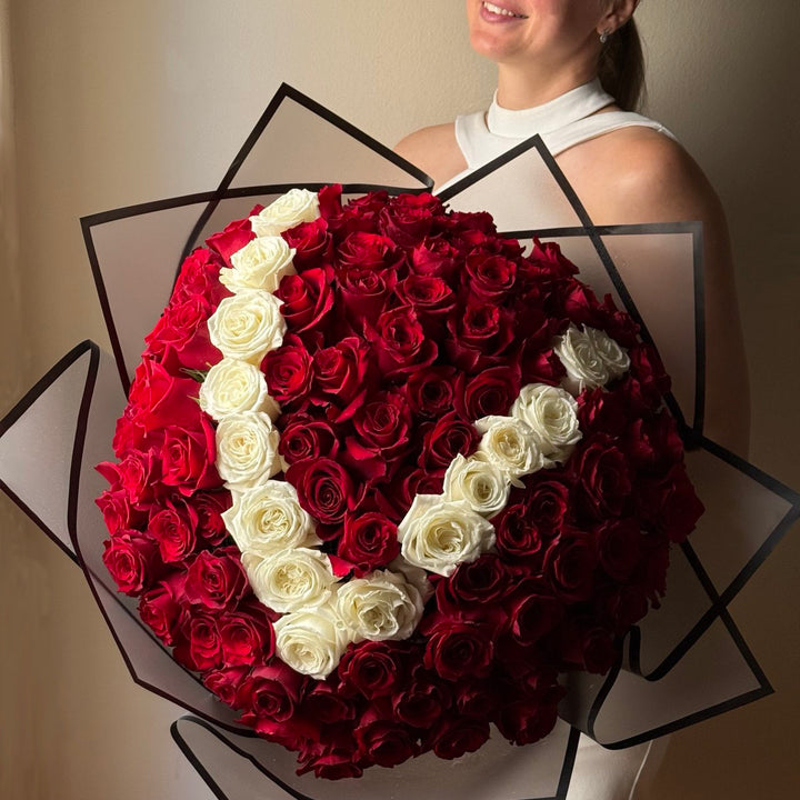 640. Red Roses Bouquet with Letter Design
