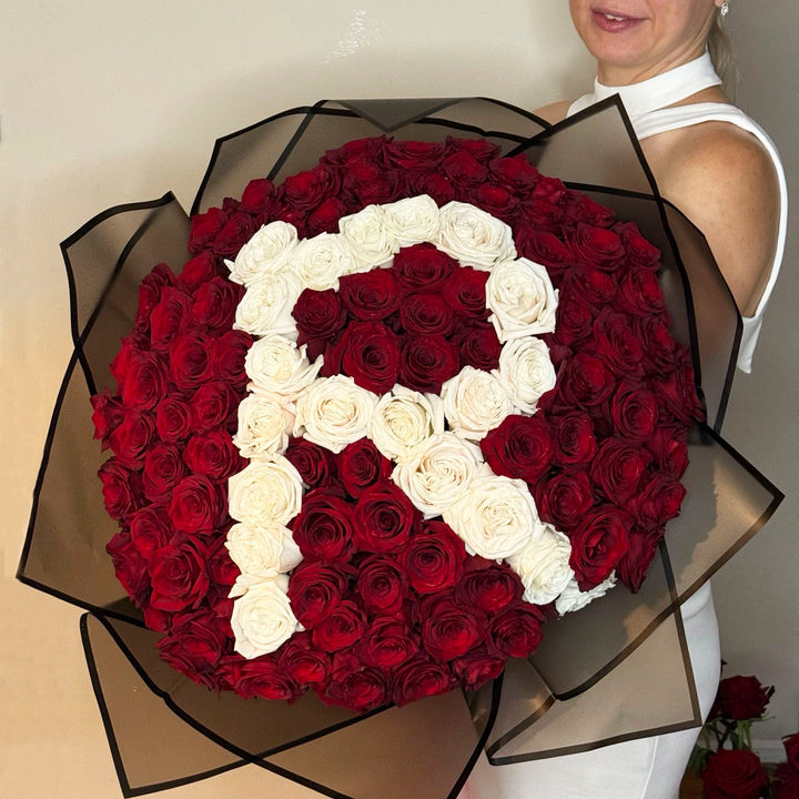 640. Red Roses Bouquet with Letter Design