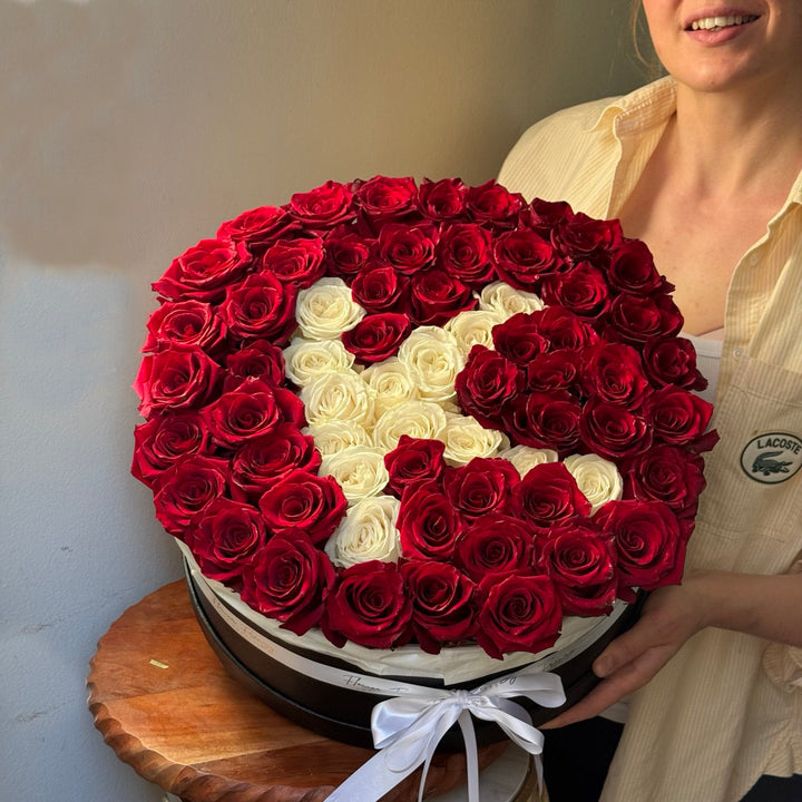 623. Red Roses Box with Letter Design (Valentine's)