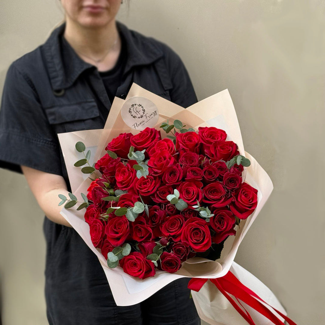 122. Crimson Elegance Rose Bouquet