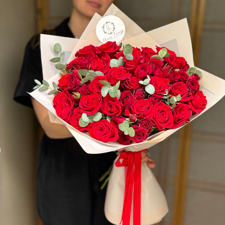 122. Crimson Elegance Rose Bouquet