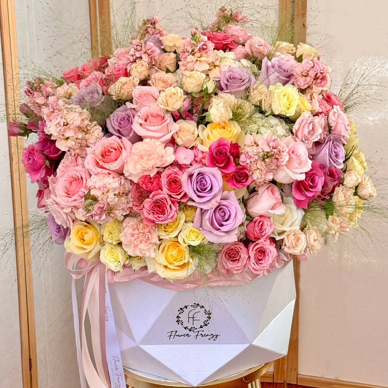 Flower Box Rft 310. Rainbow Rose Delight Box – FlowerFrenzyLA