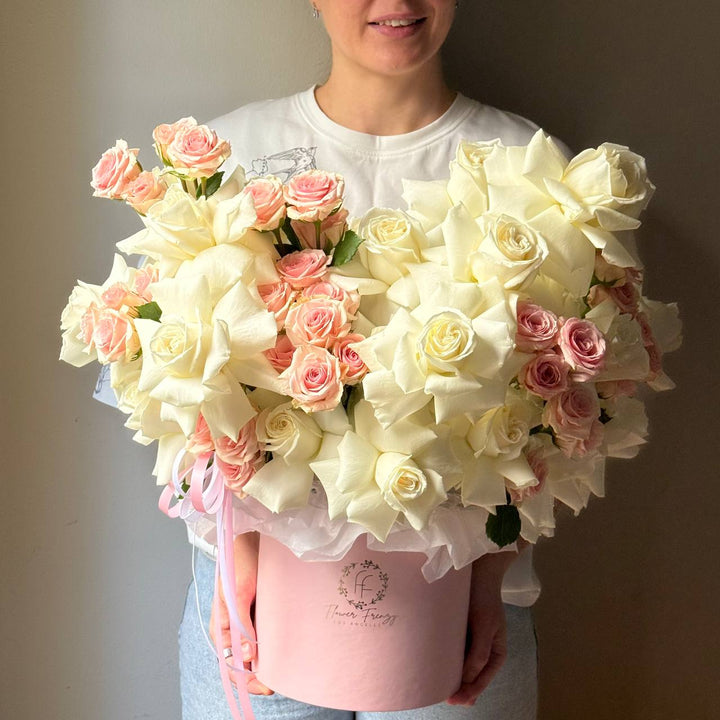 732. Ivory Roses with Pink Spray Roses