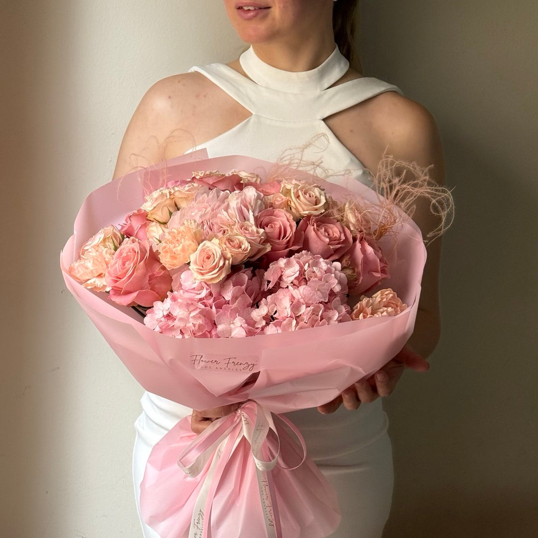 750. Blush Rose & Hydrangea Bouquet