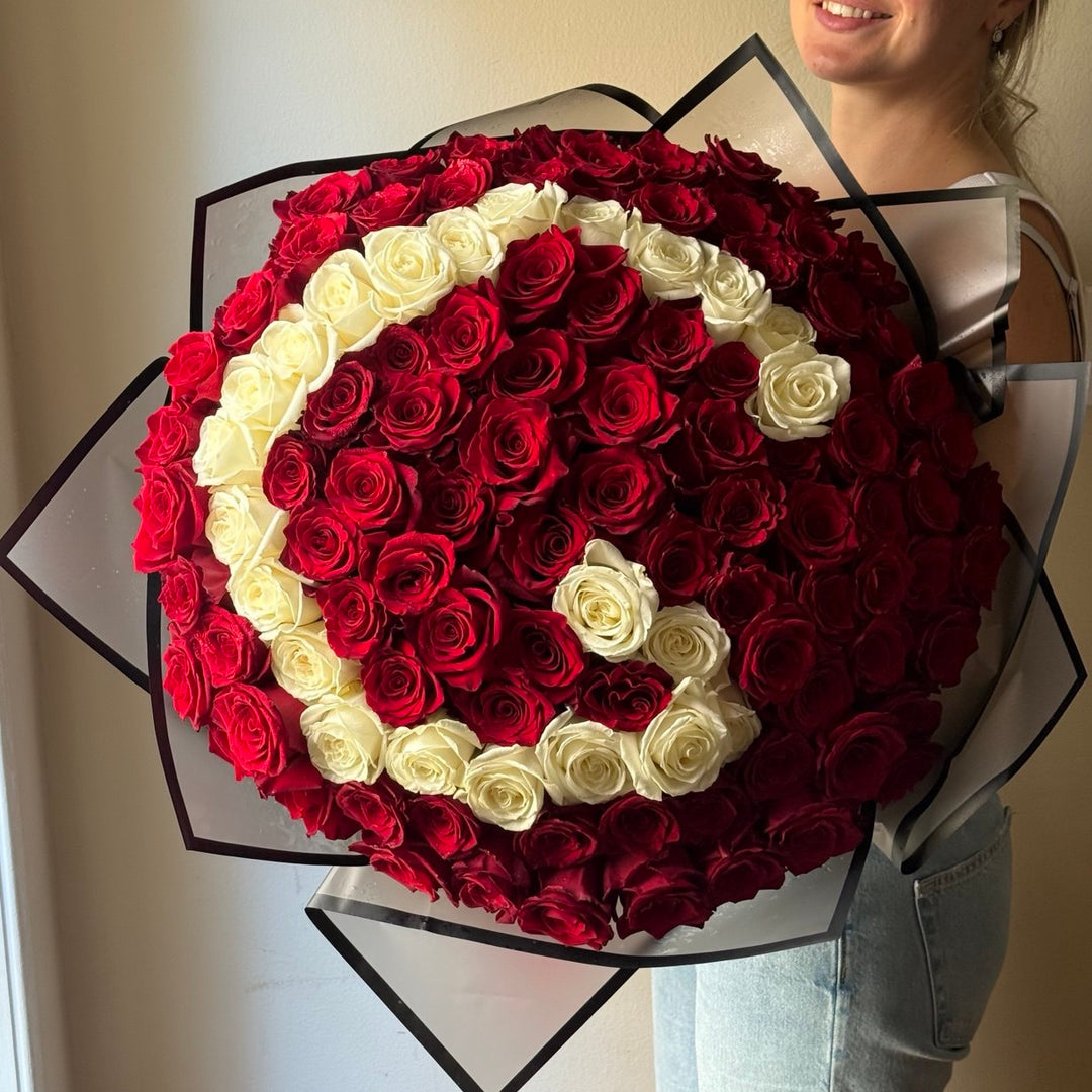 640. Red Roses Bouquet with Letter Design