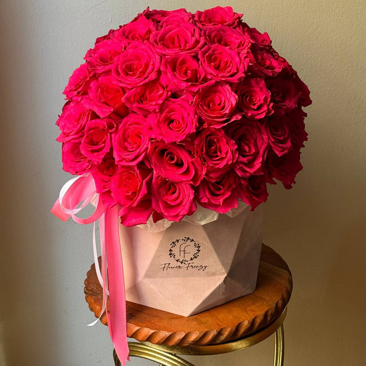 542. Hot Pink Roses in Pink Box