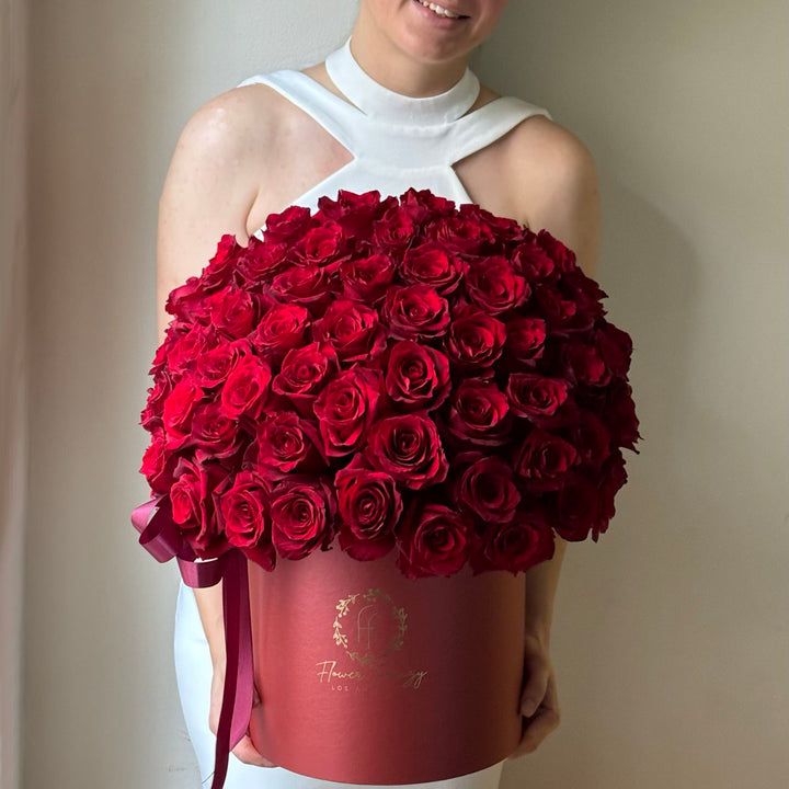 501 Red Roses 501. Red Roses in Red Box – FlowerFrenzyLA