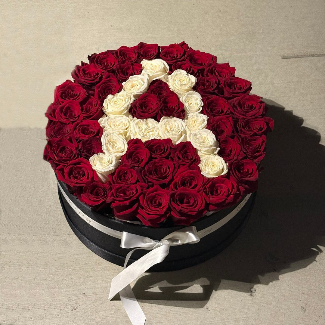 623. Red Roses Box with Letter Design (Valentine's)