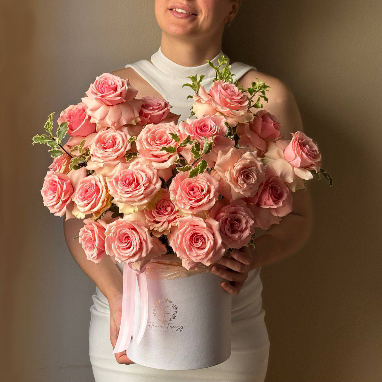 pinkrose おまとめ同梱 218. Pink Roses in a Hatbox – FlowerFrenzyLA